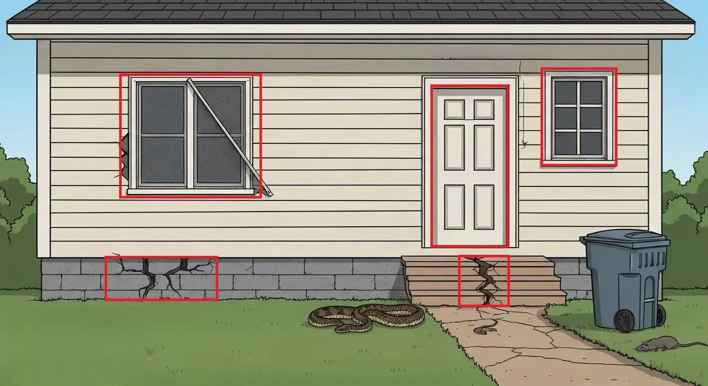 Sealing entry points around your home to prevent snakes and pests from entering.